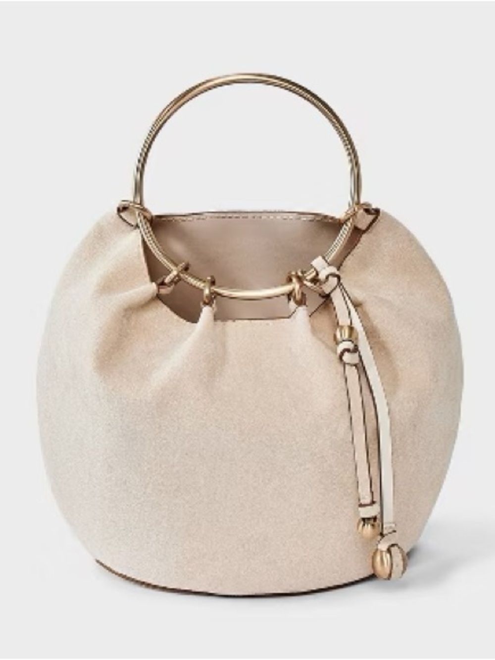 A New Day Suede Gathered Bracelet Handbag - Cream